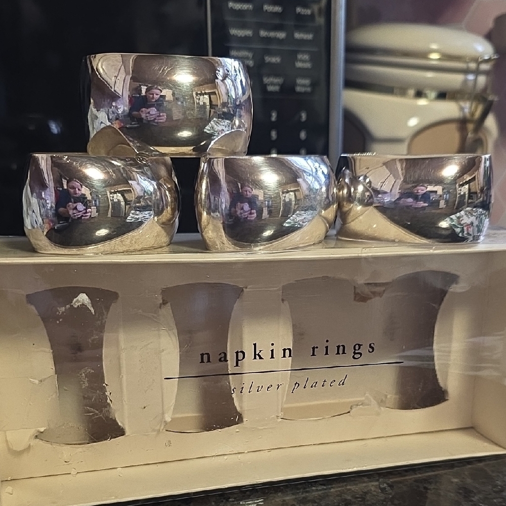 Pier 1 Silver Napkin Rings Set